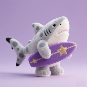 Özel köpekbalığı dolması hayvan peluş oyuncak kişiselleştirilmiş maskot Plushies özel köpekbalığı peluş oyuncak sörf tahtası ile marka promosyon için - Product Image 5