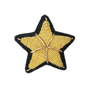Insignias de Solapa Personalizadas para Oficiales, Bordadas, Sin Níquel, de Fieltro No Tejido, con Patrón de Estrella, Decoraciones de Rango para Uniformes, Material Textil - Product Image 1