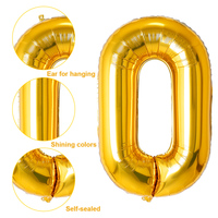 Ballons en papier d'aluminium couleur or 0 à 9, pour décoration de fête, 32 pouces, en hélium, couleur or