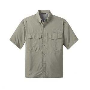 Camisas de Pesca de Manga Corta para Hombre, Protección Solar UPF 50+, Color Sólido, Cierre de Botón - Product Image 1