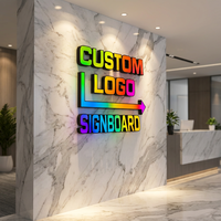 Enseigne lumineuse LED RGB personnalisée en acier inoxydable, enseigne de magasin éclairée par LED RGB, enseigne en lettres en relief, enseigne LED