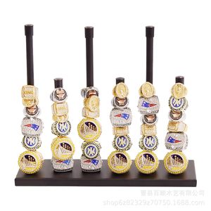 Wooden Champion Ring Display Stand 6 Tier Stackable Sports Ring <b>Shelf</b> <b>Desktop</b> Storage Rack for Tournament Jewelry - Product Image 2