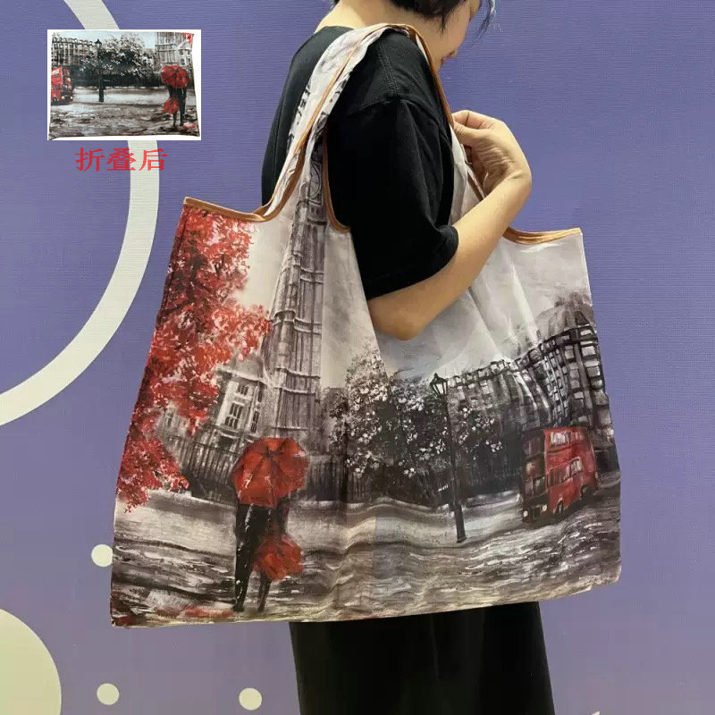 Grand parapluie rouge peinture à l'huile