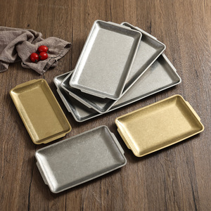 Rectangular Stainless Steel Serving <b>Tray</b> Set For Korean <b>BBQ</b> Dessert Sushi Storage Flat Bottom Design 304 Grade - Product Image 1