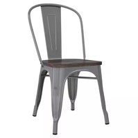 Chaise de salle à manger Tolix en fer métallique avec siège en bois style industriel vintage jardin extérieur empilable restaurant café