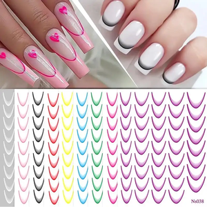 Pegatinas para uñas francesas, 24 Uds., calcomanías de colores degradados, 1 hoja, decoración para salón de manicura, diseño artístico de uñas DIY, accesorio autoadhesivo - Product Image 3