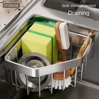 Moderner Metall-Küchenspülbecken-Abtropfständer, Schwammhalter, Seifenablage, Handtuchhalter, Regal-Organizer, Multifunktional