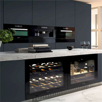 Meuble de cuisine moderne et polyvalent en contreplaqué brillant européen, MDF, panneau mélaminé, stratifié, résine, robinet intégré, modulaire et mobile