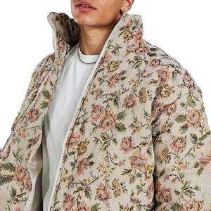 Veste matelassée personnalisée pour homme, chaude pour l'hiver, à col montant zippé, en coton tapisserie et tissu toile, style décontracté, tissée, coupe régulière - Product Image 1