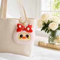 Porte-clés en peluche renne marron mignon, doux et moelleux, breloque de sac avec anneau doré, porte-clés personnalisé, fabricant OEM ODM de cadeaux
