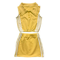 Ruidian filles sans manches revers T-shirt ensemble été sans manches coton bande latérale conception a-ligne jupe tenues bébé fille vêtements