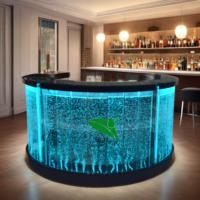 Comptoir de réception de bar à jus mobile illuminé par LED moderne design avec panneau mural à bulles d'eau