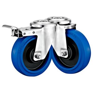 80mm1125mm मध्यम शुल्क यूरो प्रकार सु304 स्टेनलेस स्टील कैस्टर व्हील एंटी-रूस्टेड इलास्टिक रबर व्हील - Product Image 6
