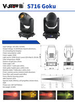 Vshow S716 200W Projecteur à tête mobile Beam Wash Spot BSW 3-en-1 Lumière de scène LED pour DJ, mariages, spectacles et boîtes de nuit