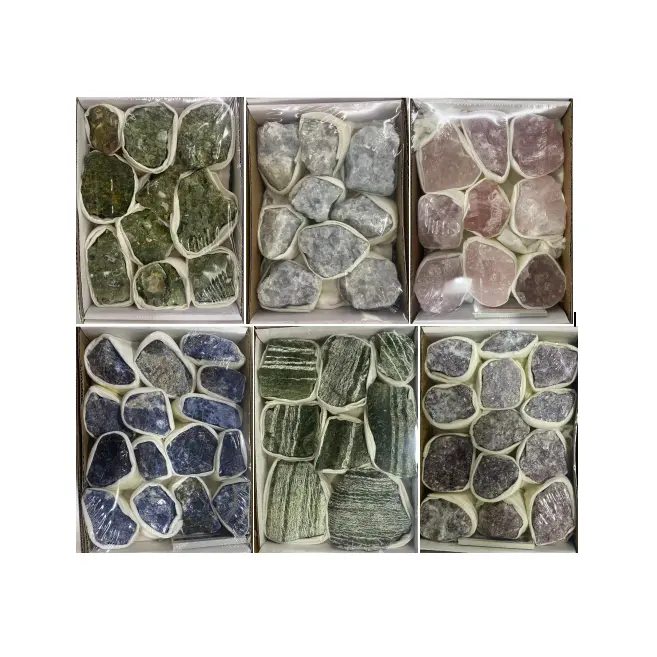 96 variedades de bloques de cristal de cuarzo, amatista natural, cuarzo rosa, aura curativa, espécimen mineral, caja de cinturón de piedra