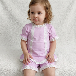 Ensemble de bloomers pour filles en dentelle unie violette avec volants GSSO3681 - Product Image 1