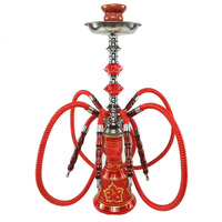Nouveau design moderne, chicha arabe en acrylique de taille moyenne, ensemble de 55 cm – Pot à chicha double à quatre tuyaux