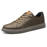 Chaussures de course pour hommes en cuir véritable, semelle en caoutchouc souple, grande taille, respirantes, antidérapantes, chaussures pour hommes toutes saisons
