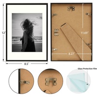 Cadre photo en métal noir moderne fait à la main en alliage d'aluminium avec verre HD pour accrocher au mur et poser sur table