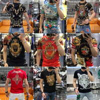 T-shirt décontracté en coton pour hommes, populaire sur le marché européen et américain, vente en gros, imprimé avec des motifs, col rond, manches courtes, OEM