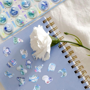 Juego de Pegatinas Personalizadas Azules, Lindas, Impermeables, de PVC con Impresión UV, con Diseño de Mariposas, Corazones, Decoración de Burbujas, Calcomanías 3D - Product Image 1