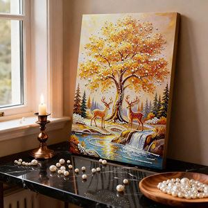 Honest 5D DIY Pearl and Diamond <b>Painting</b> <b>Deer</b> Tree Canvas Art Modern Healing Gift Home Decor - Product Image 1