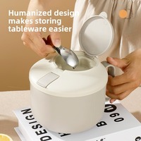 Boîte à lunch ronde portable en acier inoxydable 304, chauffable, étanche, avec coque en plastique anti-brûlure pour les travailleurs de bureau et les écoliers