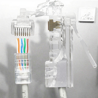 Lot de 100 connecteurs modulaires RJ45 Cat5e plaqués or 3 broches 8P8C pour câble Ethernet UTP, boîtiers PC pour alimentation