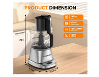 Prosesor makanan profesional 7-in-1, penggiling daging sayuran listrik kuat 800W, mangkuk 14 XL, mince dan slice