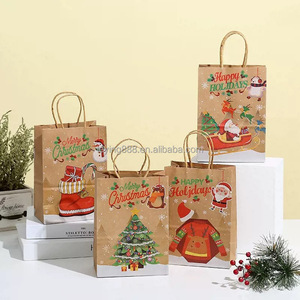 Sac en papier kraft marron en forme de sapin de Noël avec poignée pour bonbons, biscuits, décoration de fête, cadeau de la Journée de la Terre, vente chaude - Product Image 5
