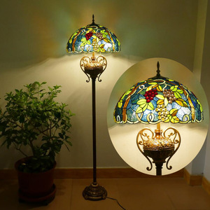 Hiện đại sang trọng 20-inch Tiffany Cổ Điển dẫn đèn sàn kính màu E27 cơ sở 3500K Ấm sắt trắng khung Bảo hành 5 năm cho - Product Image 4