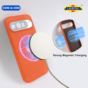 Étui de téléphone en cuir véritable de luxe, texture litchi, aimant intégré, recharge magnétique, coque arrière pour Pixel 7 8 9 10 - Product Image 1