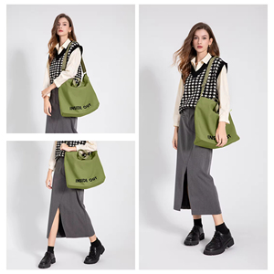Sac fourre-tout bandoulière en toile grande capacité pour femme, fermeture éclair et fermoir, poches, usage quotidien, prix usine - Product Image 4