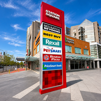 Pylône publicitaire moderne pour entreprise, enseigne personnalisée 3D décorative, étanche IP65, signalétique LED extérieure