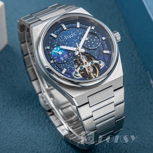 Relojes de Lujo Personalizados para Hombre a Prueba de Agua Luminosos Automáticos Esqueleto Mecánicos con Correa Redonda de Acero Inoxidable - Product Image 5
