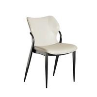 Chaise de salle à manger minimaliste moderne avec dossier rembourré en cuir, structure en acier – Design de luxe léger pour la maison et les cafés
