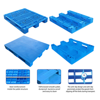 1200*1000Mm 3 coureurs Palettes en plastique à surface plate Palettes en plastique hygiéniques Hdpe à vendre