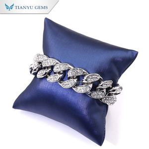 Tianyu Gems personalizado 6 pulgadas a 8 pulgadas Real plateado 18K oro grueso Hip Hop cadena cubana pulsera masculina - Product Image 3