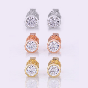 Starsgem Vente flash Grand carat Diamant de laboratoire rond taille brillant serti clos Boucles d'oreilles clous en or 9K 10K 14K 18K - Product Image 1