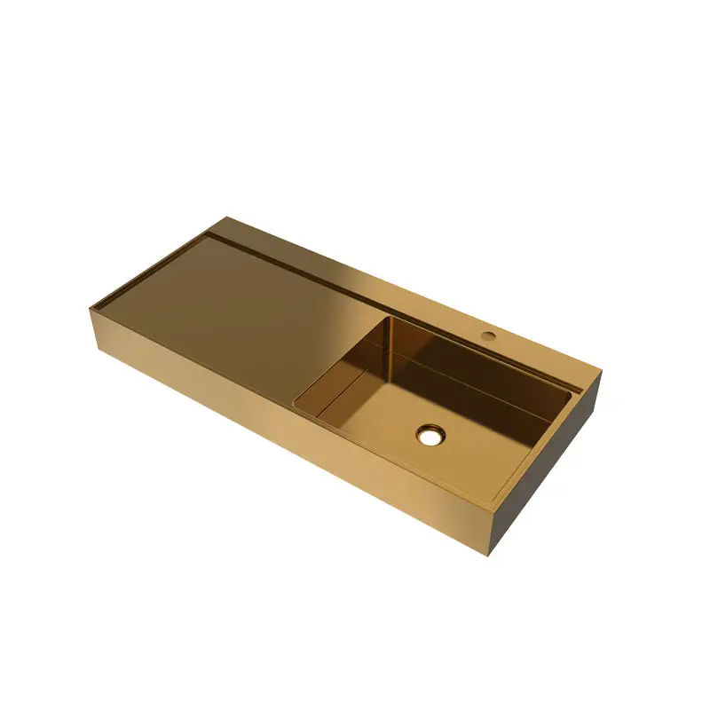 Vanité de salle de bain avec évier moderne fait à la main, épaisseur de 1.3 MM, bronze brossé