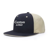 Nueva moda personalizada PVC parche Logo 5 paneles impermeable poliéster deporte Golf sombrero, corte láser perforado papá Gorras, cuerda gorra de béisbol