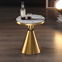 La table basse ronde de luxe place la table d'appoint en verre de marbre de meubles d'acier inoxydable de salon