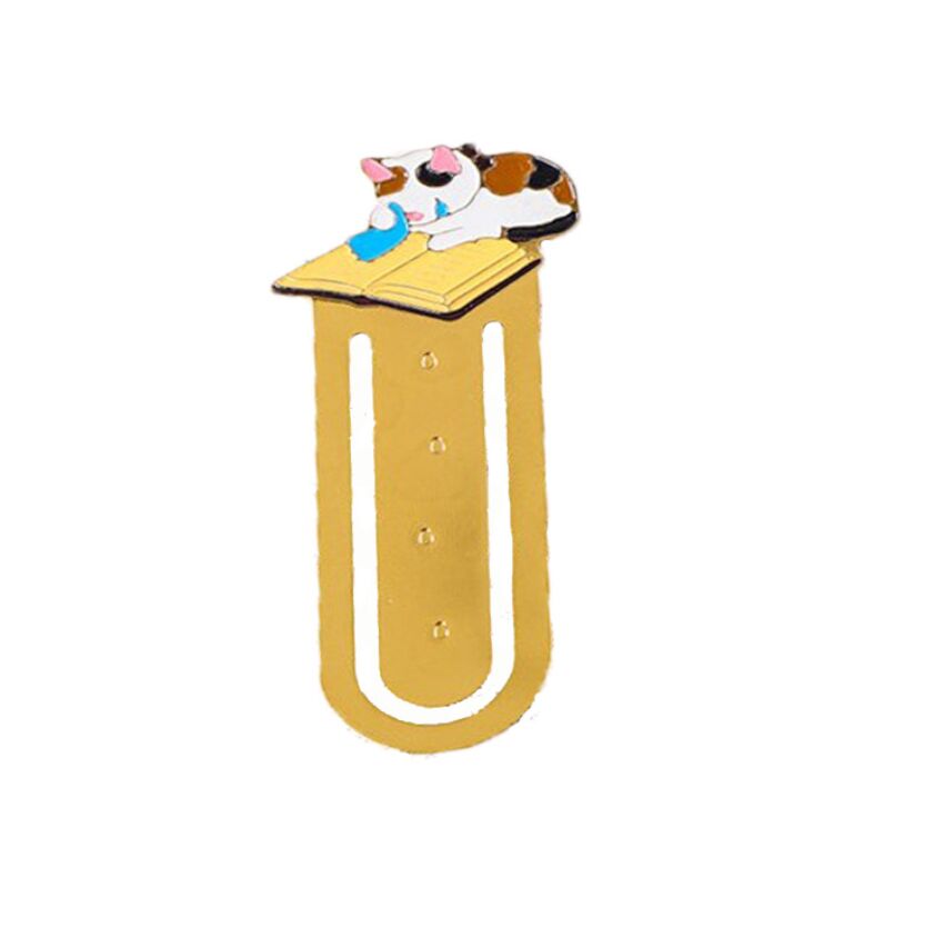 Канцелярские товары, эмалированная металлическая сувенирная Закладка с милым котом и цветком для студентов, жесткие эмалированные закладки с мультяшными животными