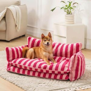 Large <b>Dog</b> <b>Sofa</b> <b>Bed</b> XL Square Striped Fashion Modern Classic Design Removable Washable Lamb Wool All Seasons Comfort <b>for</b> Cats - Product Image 3