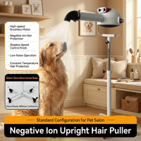 Sèche-cheveux professionnel anionique sur pied Shernbao PSD-918P, température réglable, en alliage d'aluminium pour un séchage rapide des chiens et des chats