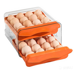 Organisateur d'œufs en plastique pour réfrigérateur avec design rotatif à 6 compartiments, couvercles rabattables écologiques et durables - Product Image 1