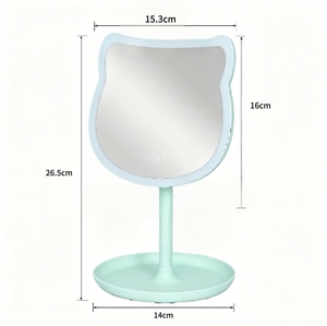 Miroir de Maquillage LED Kawaii à Oreilles de <span class=keywords><strong>Chat</strong></span>, Capteur Tactile, Luminosité Réglable, Base de Rangement, Grossissement 1x, Verre Plastique, Usage Quotidien - Product Image 5