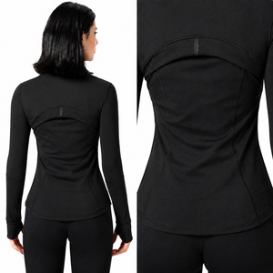 Gold Zipper <b>Women</b> Seamless Breathable Nylon Spandex Workout Yoga <b>Jackets</b> Quick Dry Stand Neck Gym <b>Jacket</b> - Product Image 5