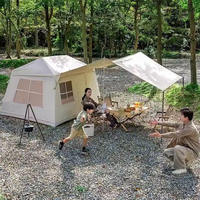 Tente de camping gonflable imperméable pour famille, tente de groupe extérieure multi-pièces en PVC à colonnes d'air, portable et facile à installer, tente de glamping