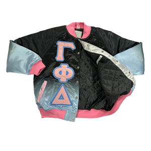 Chaquetas de hombre Varsity con letras de dos tonos, chaqueta Bomber de satén con bordado personalizado, chaqueta universitaria de hermandad de mujeres para hombre - Product Image 5